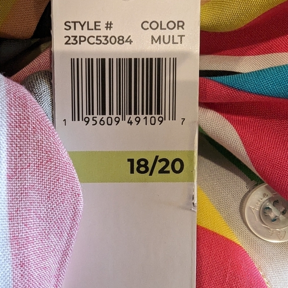 ANNE COLE Button- Down Shirt swim Cover-Up Size 18/20 new with tags - Picture 13 of 15